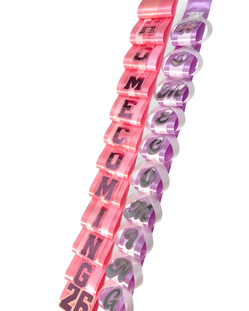 Homecoming Letters on Loops – Premade Homecoming Mum Braid