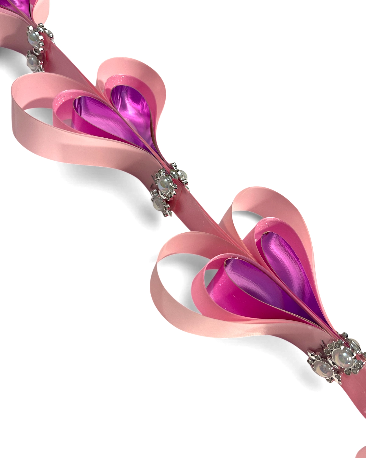 Triple Heart Chain – Premade Homecoming Mum Braid detail 2
