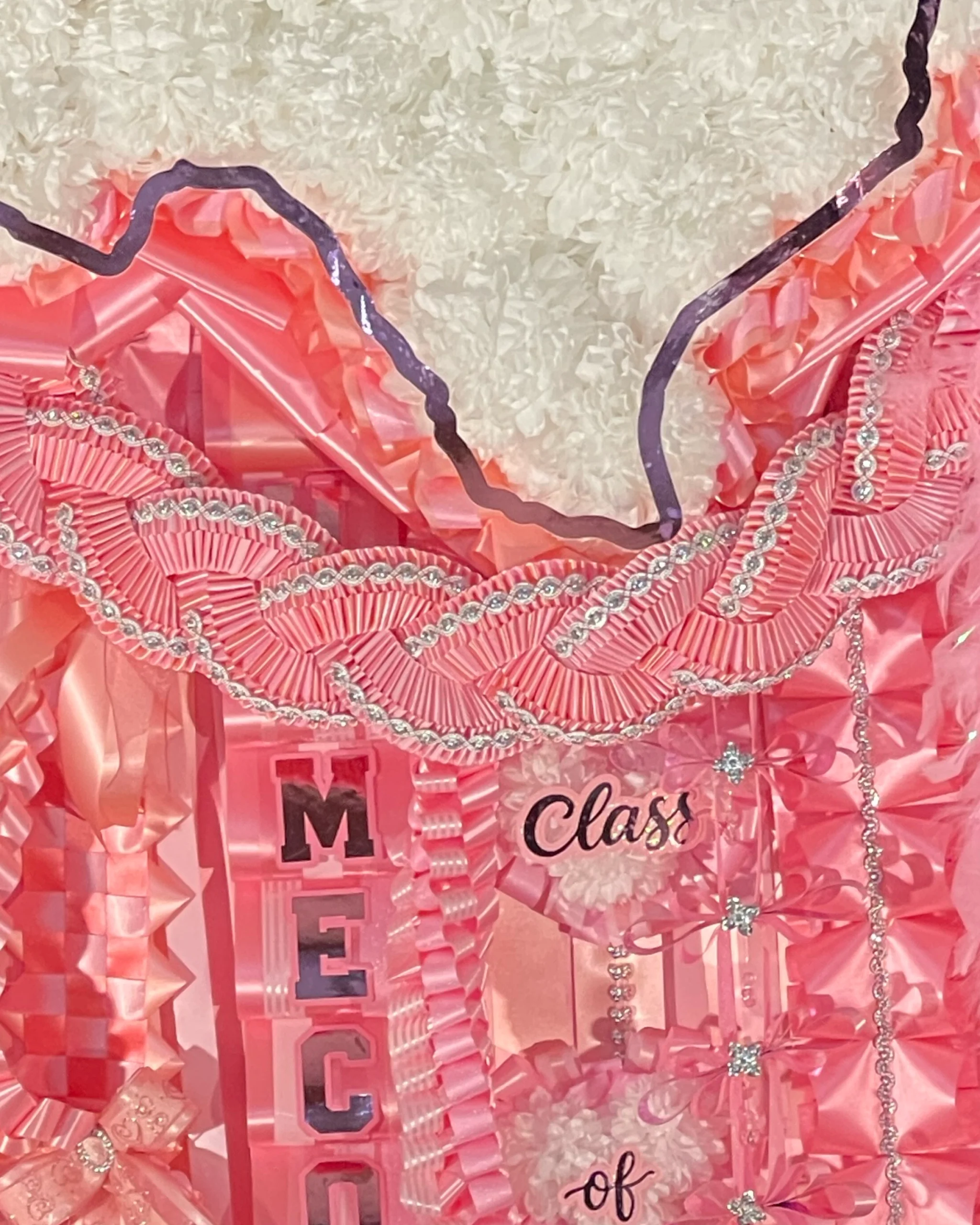 Blinged Triple Twisted Love Braid 7/8"– Premade Homecoming Mum Braid detail 2